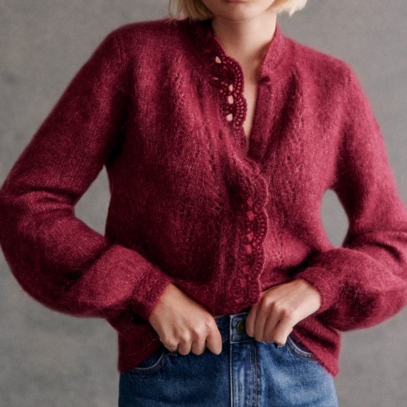 Sezane Angie Cardigan Grenat - Size S - Picture 1 of 3